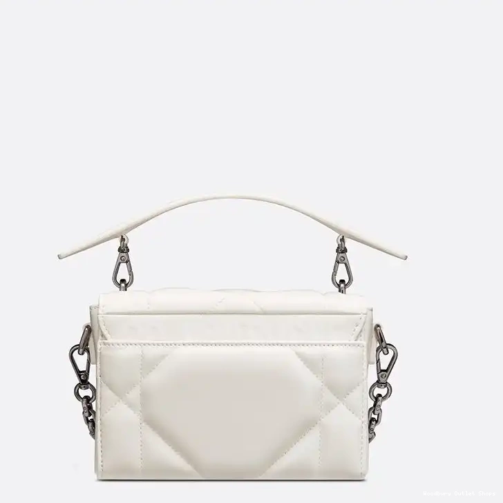 Cheap Box 30 Dior White Lambskin Montaigne Bag with Handle Maxicannage 0408 Hot Sale